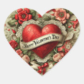 Frohen Valentinstag Herz-Aufkleber (Vorderseite)