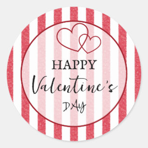 Frohen Valentinstag Herz Streifen Runder Aufkleber