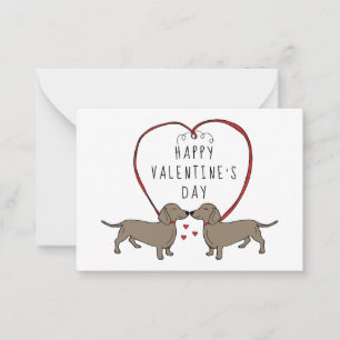 Frohen Valentinstag Herzen & Dachshunde Mitteilungskarte