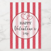 Frohen Valentinstag Herzstreifen Weinetikett (Einzelnes Label)