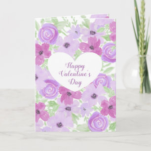 Frohen Valentinstag Hübsche lila Blumen Karte