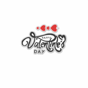 Frohen Valentinstag Kalligrafie Rote Herzen Pfeile Aufkleber