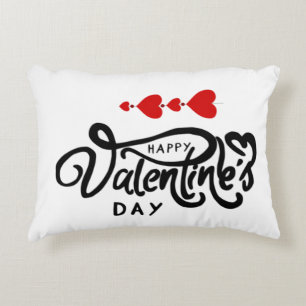 Frohen Valentinstag Kalligrafie Rote Herzen Pfeile Dekokissen
