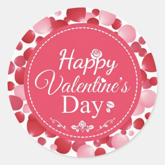 Frohen Valentinstag Klassischer runder Aufkleber ❤ (Vorderseite)