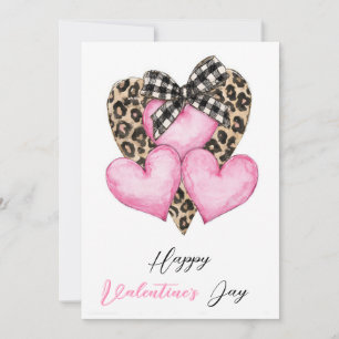 Frohen Valentinstag – Leopardenherz und Schleife Karte