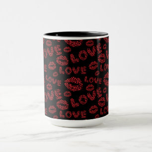 Frohen Valentinstag Liebe Elegant Rot & Schwarz Tasse