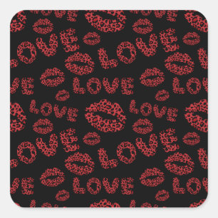 Frohen Valentinstag Liebe Elegantes Rot & Schwarz Quadratischer Aufkleber