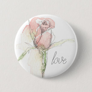 Frohen Valentinstag Liebe Rosa Rosenknospe Button