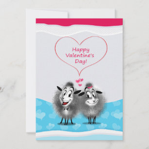 Frohen Valentinstag Liebe Süße Schafe Gruß Feiertagskarte