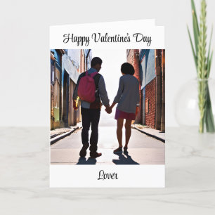Frohen Valentinstag, Liebespaar Händchen haltend Karte