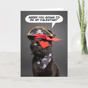 Frohen Valentinstag Lustige Katze Pirat Humor  Feiertagskarte