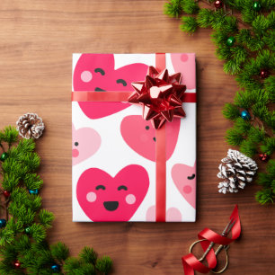 Frohen Valentinstag Lustige rosa rote Herzen  Geschenkpapier