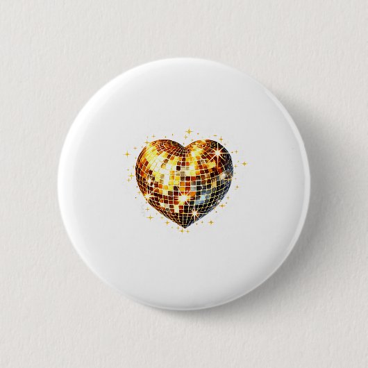 Frohen Valentinstag Lustiger Gold Coquette Disco B Button (Vorderseite)