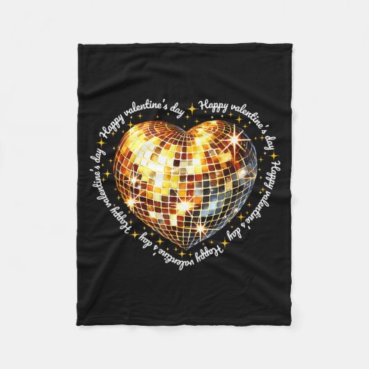 Frohen Valentinstag Lustiger Gold Coquette Disco B Fleecedecke (Vorderseite)