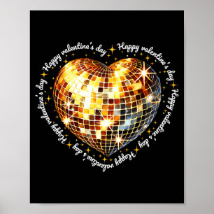 Frohen Valentinstag Lustiger Gold Coquette Disco B Poster