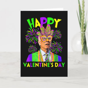 Frohen Valentinstag Lustiger Joe Biden Mardi Gras  Karte