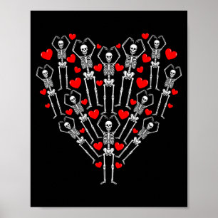 Frohen Valentinstag Lustiges Skelett Herz In Birt Poster