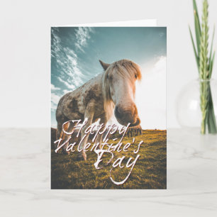 Frohen Valentinstag mit Blick auf das Pferd Karte