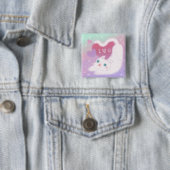 Frohen Valentinstag mit flauschiger weißer Katze Button (Beispiel)