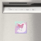 Frohen Valentinstag mit flauschiger weißer Katze Magnet (In Situ (Geschirrspüler))