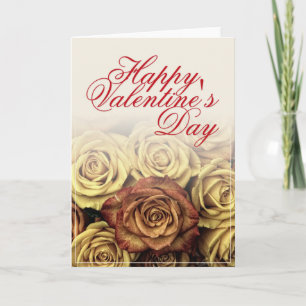 Frohen Valentinstag mit gelbem Rosenbouquet Karte