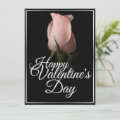 Frohen Valentinstag mit rosa Rose (Stehend Vorderseite)