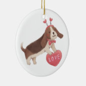 Frohen Valentinstag mit Welpe Keramik Ornament (Rechts)