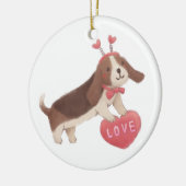 Frohen Valentinstag mit Welpe Keramik Ornament (Links)