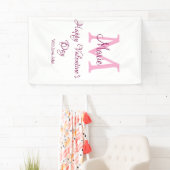 Frohen Valentinstag Monogramm rosa Name Liebe Mädc Banner (Insitu)