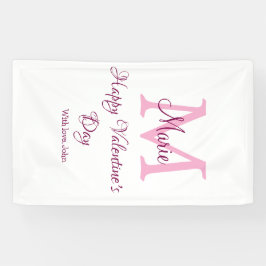 Frohen Valentinstag Monogramm rosa Name Liebe Mädc Banner