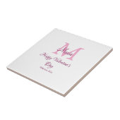Frohen Valentinstag Monogramm rosa Name Liebe Mädc Fliese (Seite)