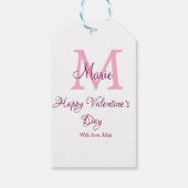 Frohen Valentinstag Monogramm rosa Name Liebe Mädc Geschenkanhänger (Rückseite)