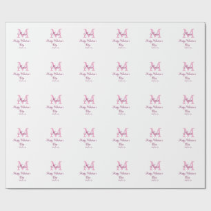 Frohen Valentinstag Monogramm rosa Name Liebe Mädc Geschenkpapier