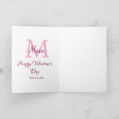 Frohen Valentinstag Monogramm rosa Name Liebe Mädc Karte (Innenseite)