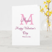 Frohen Valentinstag Monogramm rosa Name Liebe Mädc Karte (Gelbe Blume)