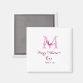Frohen Valentinstag Monogramm rosa Name Liebe Mädc Magnet (Vorderseite/Rückseite)
