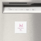 Frohen Valentinstag Monogramm rosa Name Liebe Mädc Magnet (In Situ (Geschirrspüler))