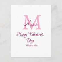 Frohen Valentinstag Monogramm rosa Name Liebe Mädc