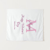 Frohen Valentinstag Monogramm rosa Name Liebe Mädc Wandteppich (Vorderseite (Horizontal))