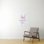 Frohen Valentinstag Monogramm rosa Name Liebe Mädc Wandteppich (Beispiel)