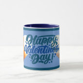 Frohen Valentinstag Multi Foto BLAU Tasse (Zentrum)