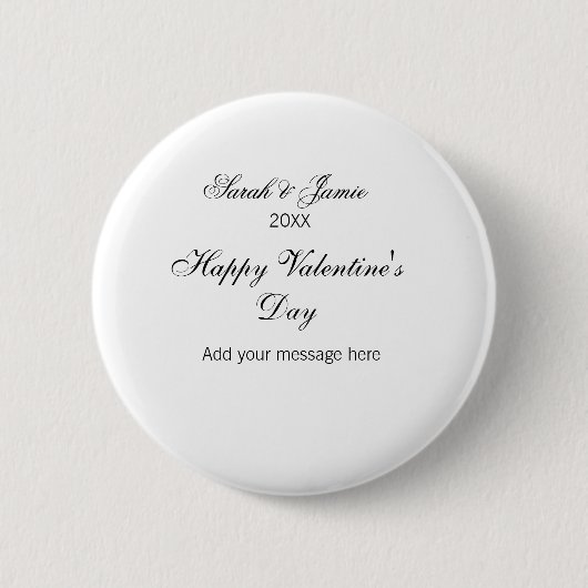 Frohen Valentinstag Name Datum Nachricht einfach e Button (Vorderseite)
