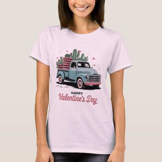 Frohen Valentinstag – Oldtimer-LKW T-Shirt (Vorderseite)
