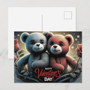 Frohen Valentinstag Ourson -2 Postkarte