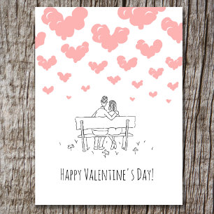 Frohen Valentinstag Paar Liebende Herzen Feiertagspostkarte