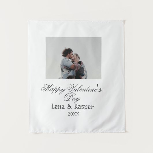 Frohen Valentinstag Paarfoto modern einfach t Wandteppich (Vorderseite)