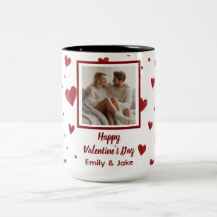 Frohen Valentinstag Personalisierter Fotobecher Zweifarbige Tasse