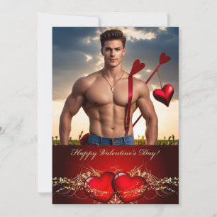 Frohen Valentinstag Personalisierter Muskel Hunk Feiertagskarte