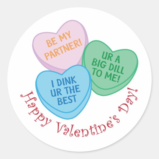 Frohen Valentinstag Pickleball Stil-2 Runder Aufkleber (Vorderseite)