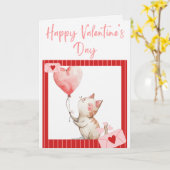 Frohen Valentinstag Polaroid eines Katzen-Designs Karte (Gelbe Blume)
